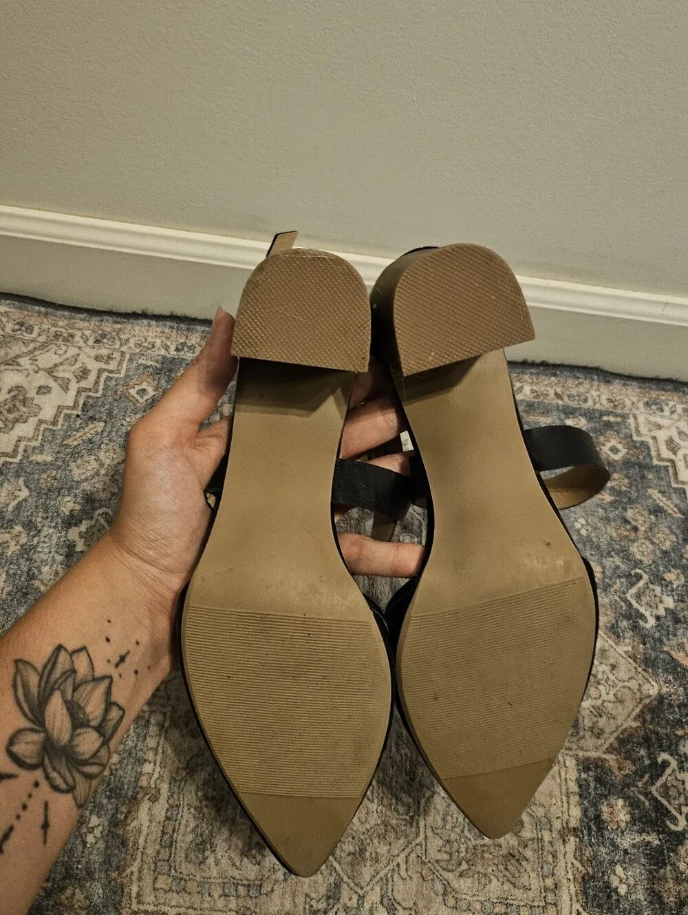 SM New York Black Woven Calliope Chunky Block Heel Pumps 9.5